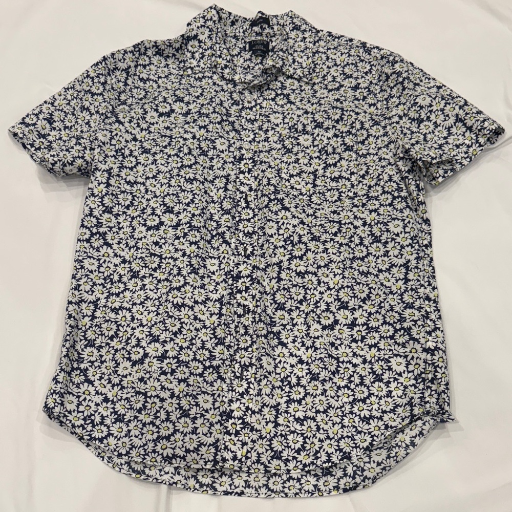 J. Crew Navy and White Floral Men's Shirt